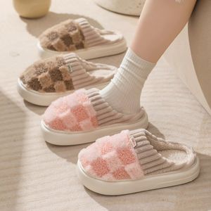 Heel cotton slippers women's winter indoor home new pile Thicken and keeps warm Thousand grass green grey Milk tea coffee blue pinks non-slip thicks snow boot men winter