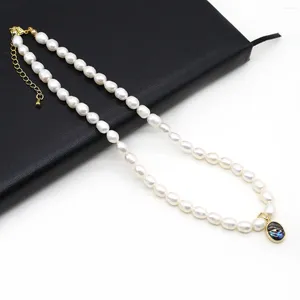 Pendant Necklaces 6-7mm Natural Freshwater Pearl Bead Necklace Rice Shape Loose Beaded For Women Jewerly Party Gift 37cm