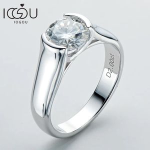 Wedding Rings IOGOU 2ct Diamond Solitiare Engagement Rings For Women 100% 925 Sterling Silver Bridal Wedding Band Bezel Setting 8mm 231021