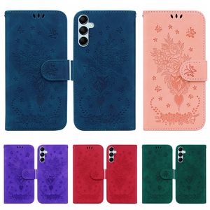 Flower Pu Leather Wallet Falls Fall för Huawei Honor X5 Plus X6A Xiaomi 13T Pro Motorola Moto G84 G54 Edge 40 Neo Samsung A05 A05S A15 Rose Card Holder Flip Cover Pouch