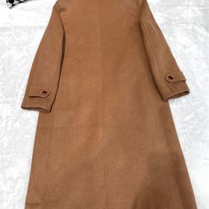 Kadın Yün Karışımları Kadının Ceketi Çift Pocketed Tek Yemeli Yakan Gevşek Yünlü Mid -Midonghe Overthene Slim Coat 231020