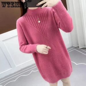 Swetry damskie WTEMPO MIDI NORK SWEATER Damska szyja luźna dzianina wełniana sukienka jumper jesień i zima elegancka ciepłe dno topy 231023