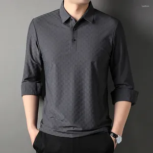 Męskie polo solidne koszule polo wiosna jesienna długi rękaw Argyle Business Casual Męskie TEES MĘŻCZYZN 4XL