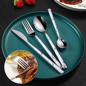 Dinnerware Sets 1PC Stainless Steel Western Steak Knife Fork Coffee Spoon Teaspoon Flatware Tableware Christmas Home Kitchen Supplies
