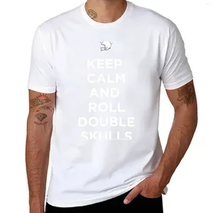 Polos masculinos mantêm a calma e rolam crânios duplos camiseta com estampa animal para meninos manga curta camisetas masculinas