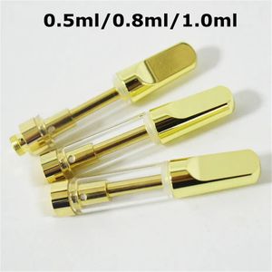 ゴールドカートリッジ0.5ml 0.8ml 1.0mlセラミックカートリッジ510スレッドアトマイザーTh205空の使い捨て蒸気蒸剤ペンフォームトレイパッケージング