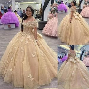 Księżniczka Off the Rame Ball Sung Quinceanera sukienka z koraliki urodziny lawenda vestidos de novia aplikacje ukończenia sznurka