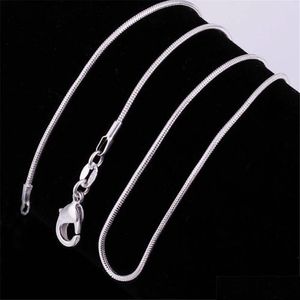 Chains 1Mm 925 Sterling Sier Smooth Snake Chains Women Necklaces Jewelry Chain Size 16 18 20 22 24 26 28 30 Inch Wholesale Zz Jewelry Dhh9R