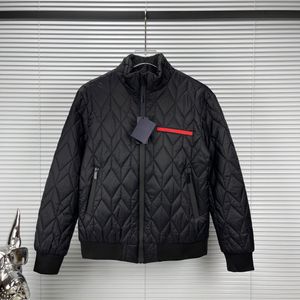 24SS Designers Nylon Jackets Men Metal Triangle Label Red Strip Down Cotton Jacket North Winter Stock Jackets män Kläder Vindtätt lapel halsgata