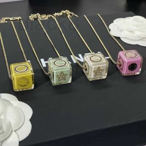 Pendant Necklaces Designer New Fashion Versatile Dice Letter Necklace Acrylic Brass Clavicle Chain F81V