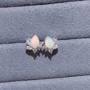 Saplama Küpe Gerçek 925 Sterling Gümüş Doğal Damla Su Opal Klasik 4x6mm Fine Cazibe Takı Kadınlar