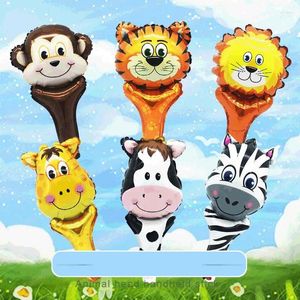 Decorazione del partito YADA Cartoon Lion Tiger Zebra Forma di animale Palloncino Decorazioni per la celebrazione Bambini Palloncini per adulti con bastone a mano BN200010