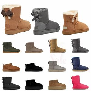 Designer Australian Snow Boots Women's Thick Sole Winter Short Boots Girls' Classic Snow Boots Designed with Various Colors of Bow Knots 35-45