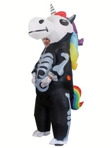 Halloween Party Inflatable Funny Costume Skeleton Unicorn Air Blow-up Cosplay Suits For Adult Men