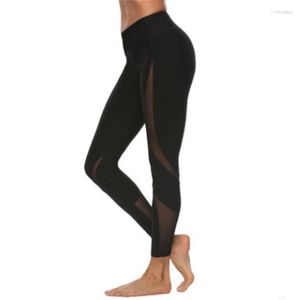 Active Pants Women Elastic Splice Sport Leggings Fitness Yoga Pant Leggins Gym Running Tights Sportkläder Byxor WJ-93