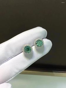 Studörhängen 1CT Green Moissanite Diamond 6.5mm Lab Test för män Kvinnor 925 Sterling Silver Engagement Luxury Fine Jewelry Gift