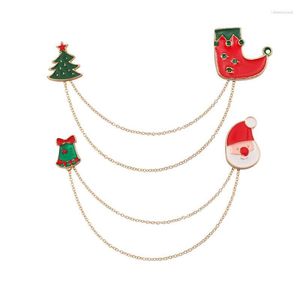 Broszki świąteczne damskie biżuterię mody Święty Mikołaj i Bell Tree But ubrania wiszące broszki Akcesoria