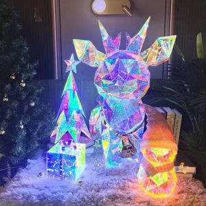Lampada a LED a forma di stella per albero di Natale, lampada natalizia illuminata per esterni, decorazioni natalizie, confezione regalo con fiocco per la decorazione del cortile della casa vacanza