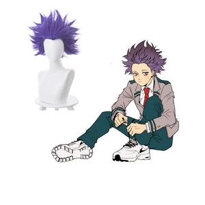 Min boku no hjälte akademi shinsou hitoshi peruk män kvinnor korta lila hår peruker halloween cosplay kostym