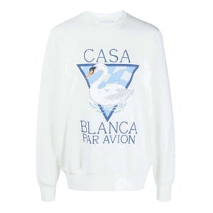 Casablanc Tops Quentes 23AW Padrão de Cisne Moletom de Algodão Masculino e Feminino Suéteres Novo Casablanca Designer Moda Solta Pescoço Redondo Impresso Pulôver Casual Top