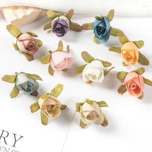 Dekorativa blommor 10st konstgjorda klippbok Julbröllopsfest krans Silk Rose Home Decor Diy Cake Bridal Accessories Clearance