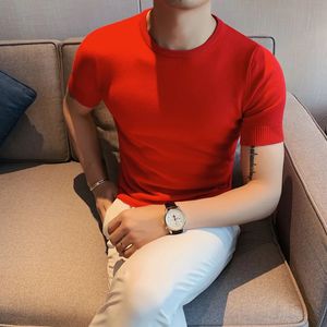 Herrtröjor Casual Men's Short Sleeve Sweater O-Neck Slim Fit Knit Sweaters Autumn Men Sweaters Pullovers Pullover Men Pull Homme S-4XL 231023