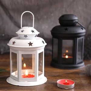 Candle Holders European Candlestick Iron Star Pendant Lantern Holder Vintage French Moroccan Home Christmas Bedroom Party Decoration 231023