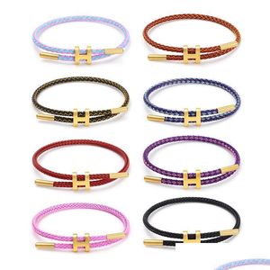 Chain Link Bracelets Chain Stainless Steel Wire Bracelet 3D Hard Gold With Rope Adjustable Waterproof For Women Luxury Jewelrylink Jew Dh6Mi