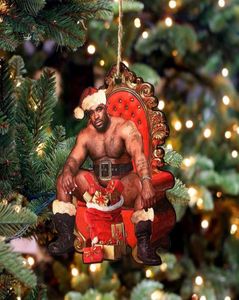 Ny kreativ julgran trä Mr Barry Wood Meme xma dekorationer akryl dekorativt hänge träd hängande plats hela9929278