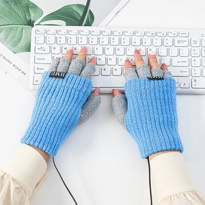 Sports Gloves USB Hand Warming Gloves Fingerless USB Electric Heating Gloves Ski Hiking Hand Protector Constant Temperature 231023