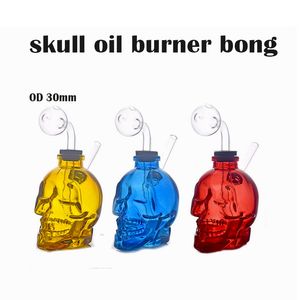 Totenkopf-Glas-Ölbrenner-Bong, Wasserpfeifen, Shishas, Mini-Dab-Rigs, Totenkopf-Becher, Bongs, Bubbler, Wasserpfeifen mit 30-mm-Ölbrennerrohren