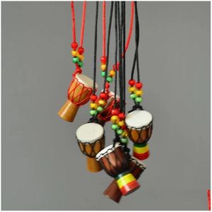 Halsketten mit Anhänger Halsketten mit Anhänger Mini Jambe Drummer zu verkaufen Djembe Percussion Musikinstrument Halskette Afrikanischer Handtrommel-Schmuck Dhetd