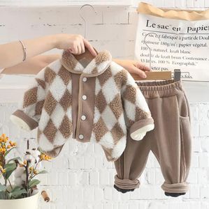 Clothing Sets Toddler Boys Winter Tracksuits Korean Style Fleece Thickened Parkas Coat Outerwear and Pants Infant Outfits Kids Baby Clothes 231021
