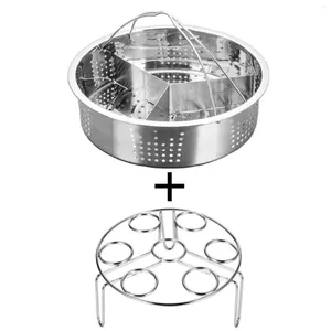 Double Boilers 3Pcs/Set Pressure Cooker Accessories Stainless Steel Steam Basket With Egg Steamer Rack Divider For Kitchen Cooking