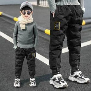 Trousers -30 degree kids fleece thickened pants for Boys winter trousers down cotton pants outer wear children's clothing 4-16 Years 231023