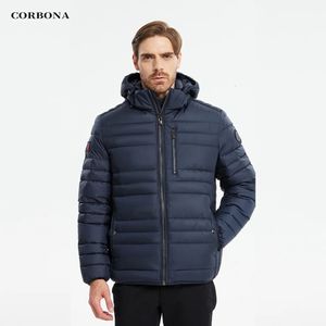 Herrarna ner parkas 2023 corbona vinter män kappa tjock jacka frys varm päls av löstagbar hatt pappa gåva utomhus cool mode daglig black parka 231020