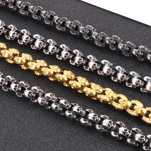 Hip Hop Retro Halloween Detachable Skull Ghost Head Chain 18K Real Gold Plated Stainless Steel Titanium Steel Men's Necklace