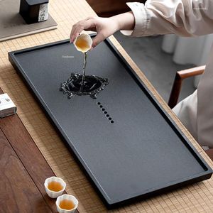 Teaware set kinesiska te set svart guld stenbricka hushåll enkel bord casual gör rektangulär
