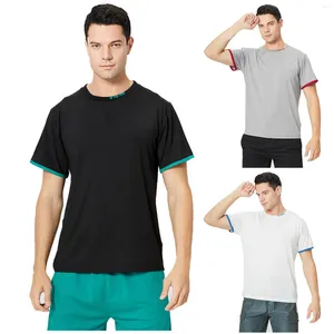 Men's T Shirts Long Sleeve Tall Dress Shirt Men T-Shirt Short Ice Fashion Silk Round Relaxed Collar 3xlt For