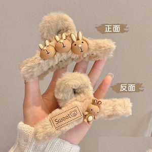 Hair Pins Childrens Autumn And Winter Plush Clip Large Ins Wind Shark Clips On Back Of The Head For Headwear Drop Delivery Products Dh5C6