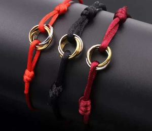 Charm Bracelets Mens womens bracelet Fashion Stainless Steel ring string Bracelet three Rings hand strap couple bracelets