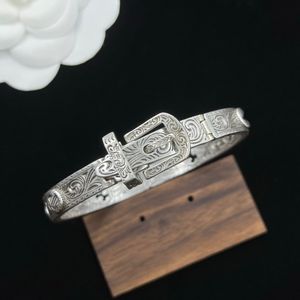 Gold Silver Belt buckle Pattern carving Letter Mens Bracelets Designer Women Open Bangle Fashion Jewelry Couple Cuff Bracelet GUB4 -04