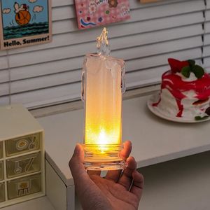 Velas vela lâmpada de cristal led flameless cintilação pilar operado com chama realista mesa luz 231023