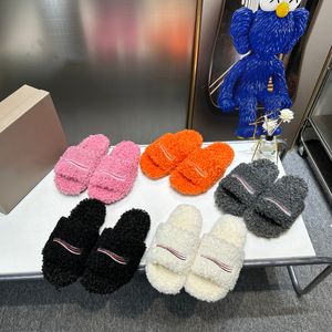 Designer de luxo mulheres chinelos senhoras inverno lã slides pele fofo peludo letras quentes sandálias confortáveis fuzzy menina flip flop chinelo sapatos de alta qualidade 35-42