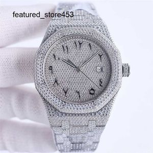 Lüks izle Full Diamond VVS El yapımı elmaslar Mens Otomatik Mekanik 41mm Elmasla Çıkarılmış Çelik 904L Safir Ladies Business Wristwatches