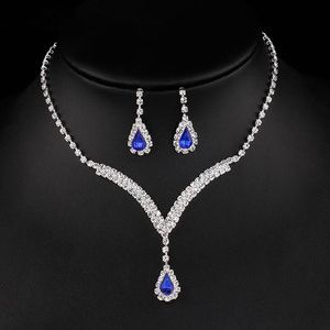 Kristall Braut Party Prom Schmuck Set versilbert Halskette Diamant Ohrringe Hochzeit Schmuck Sets für Braut Brautjungfern Frauen Braut Accessoires ZJ20