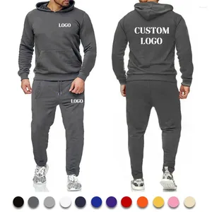 Fatos de treino masculino logotipo personalizado moda hoodies sweatpant 2 peças define masculino treino esportivo masculino pulôver sweatshirts outfits