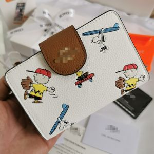 Women Cartoon Postacie z uroczą damską portfelem Biała torebka Młoda Modna Medium Cartoon Bifold Skórzowa karta Portfele C4899