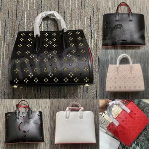 Cabata Tote Bag Couro Lona Correspondente Bolsa Removível Designer Hasp Fechamento Bolsa Mulheres Spikes Grande Capacidade Tote Rivet Senhoras Bolsas de Ombro cl Bolsa