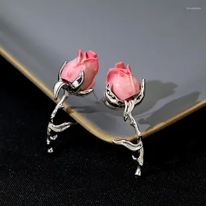 Ohrstecker Mode Rose Ohrstecker für Frauen und Mädchen Farbverlauf rosa Blume Party Schmuck Zubehör